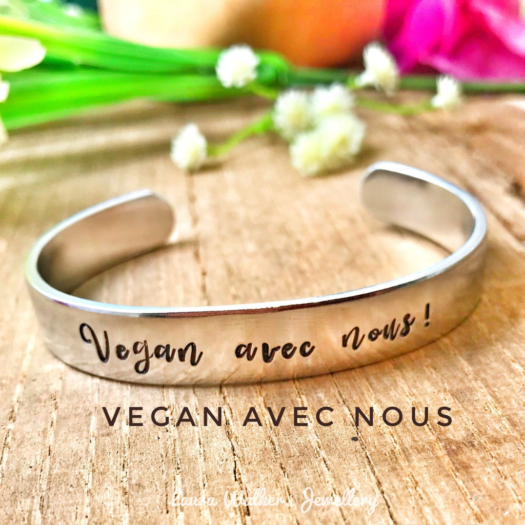 Vegan Bijoux, Vegan Jonc, Bracelet Jonc Aluminium, Bracelet Gravé, Vegan avec Nous