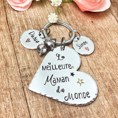 Personalised French Maman Keychain, Custom Keyring Maman
