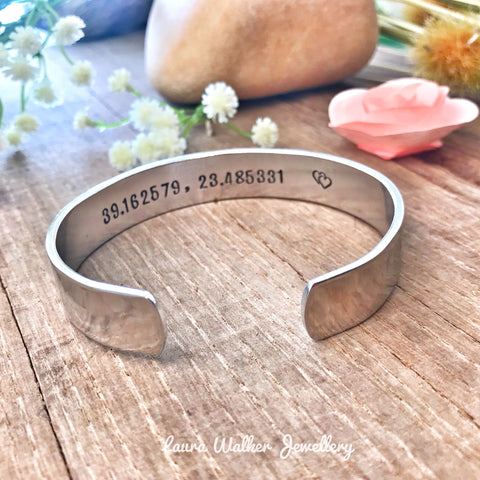 Bracelet Homme Coordonnées, Bijoux Homme Saint Valentin, Cadeau Personnalisé Mari