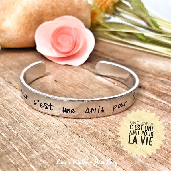 Cadeau Noël Soeur, Bracelet Gravé, Jonc Gravé Soeur, Jonc Argent Soeur