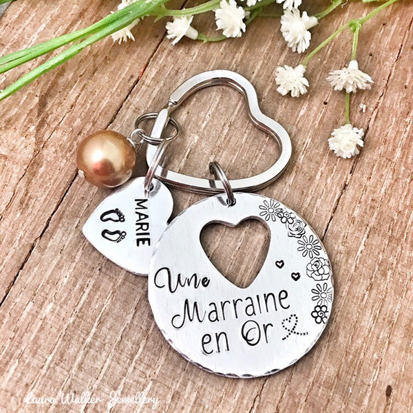 Idée Cadeau Marraine, Demande Marraine, Porte Clé Marraine en Or