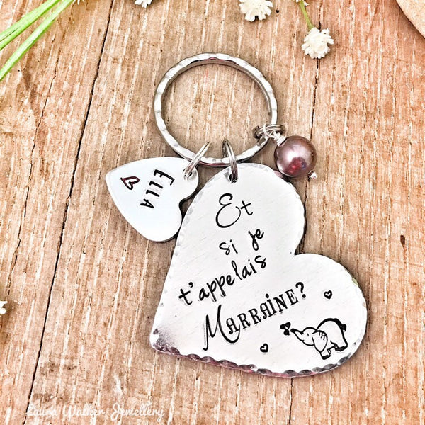 Idée Cadeau Marraine, Porte-Clé Marraine, Cadeau Baptême Marraine, Et si je t'appelais Marraine, Bijoux Marraine