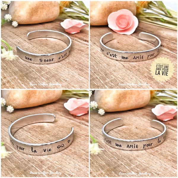 Cadeau Noël Soeur, Bracelet Gravé, Jonc Gravé Soeur, Jonc Argent Soeur