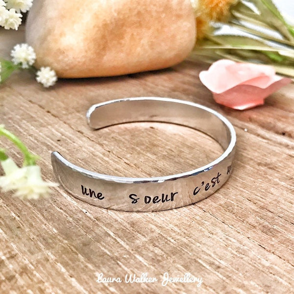 Cadeau Noël Soeur, Bracelet Gravé, Jonc Gravé Soeur, Jonc Argent Soeur