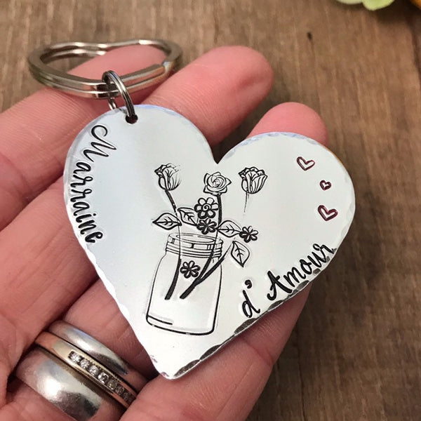 Cadeau Marraine, Porte Clé Personnalisé Marraine, Idée Cadeau Baptême