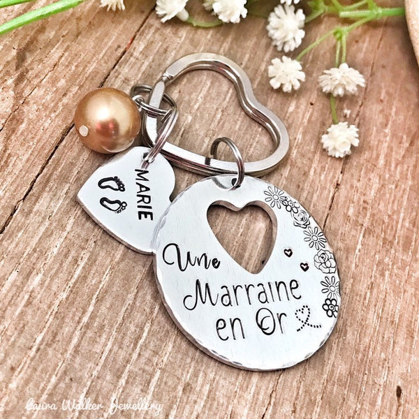 Idée Cadeau Marraine, Demande Marraine, Porte Clé Marraine en Or