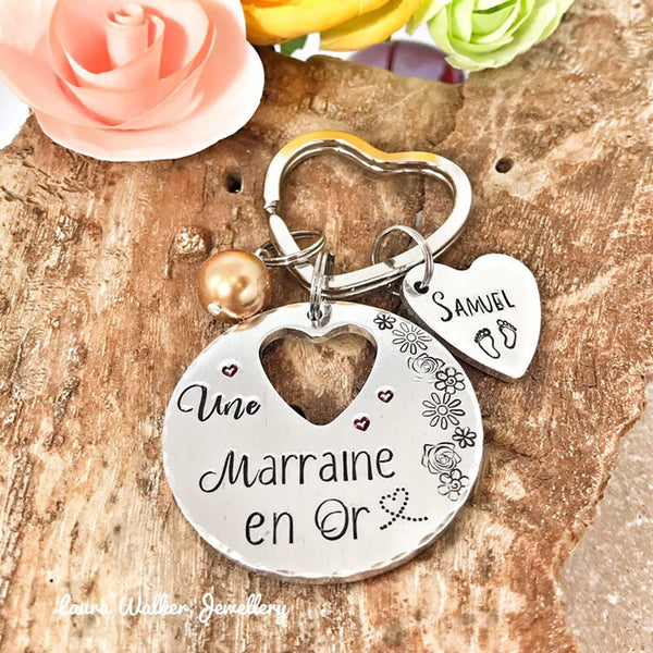 Idée Cadeau Marraine, Demande Marraine, Porte Clé Marraine en Or