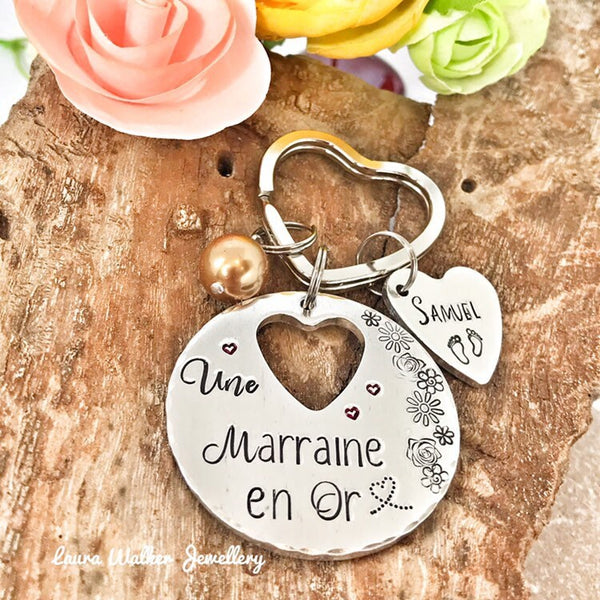 Idée Cadeau Marraine, Demande Marraine, Porte Clé Marraine en Or