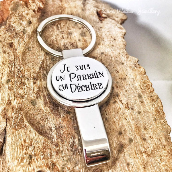 Parrain qui Déchire Porte Clé, Demande Parrain, Décapsuleur Parrain, Cadeau Parrain, Veux-tu être mon Parrain'?