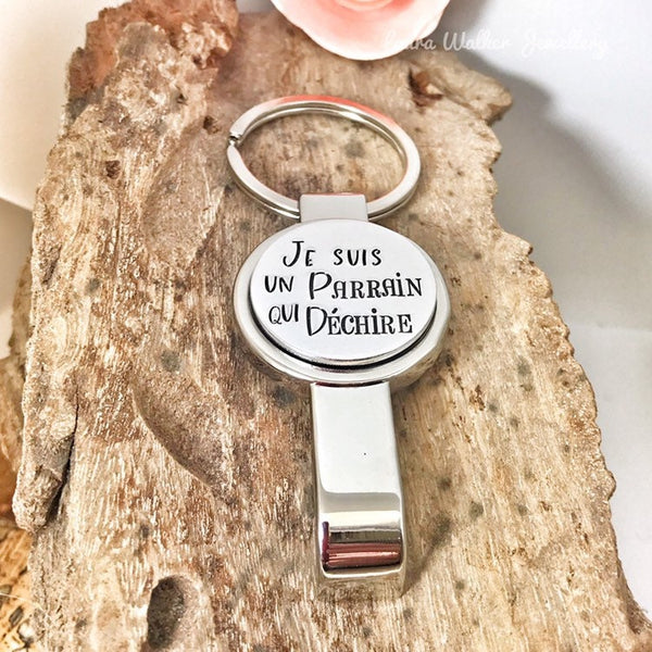 Parrain qui Déchire Porte Clé, Demande Parrain, Décapsuleur Parrain, Cadeau Parrain, Veux-tu être mon Parrain'?