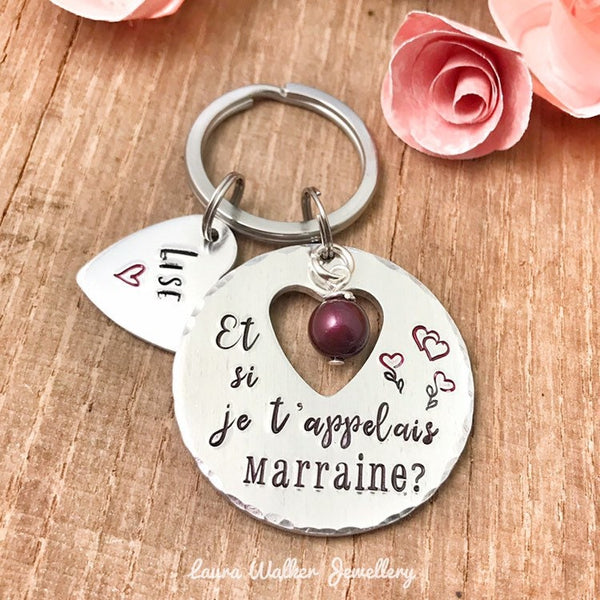 Demande Marraine, Porte-Clé Marraine, Cadeau Baptême Marraine, Si je t'appelais Marraine, Bijoux Marraine