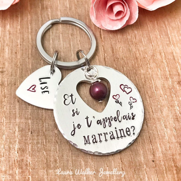 Demande Marraine, Porte-Clé Marraine, Cadeau Baptême Marraine, Si je t'appelais Marraine, Bijoux Marraine