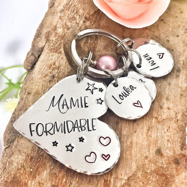 Porte Clé Mamie - Cadeau Personnalisé pour Mamie - Cadeau Fête des Grand-Mères