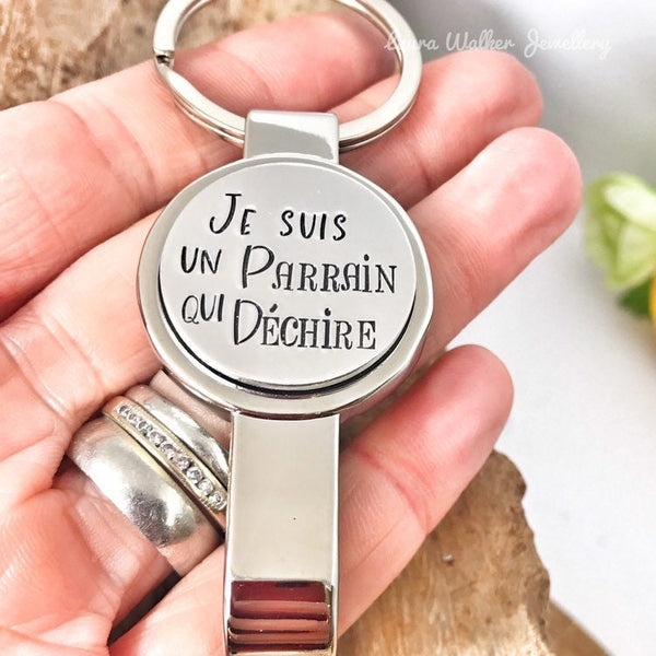 Parrain qui Déchire Porte Clé, Demande Parrain, Décapsuleur Parrain, Cadeau Parrain, Veux-tu être mon Parrain'?