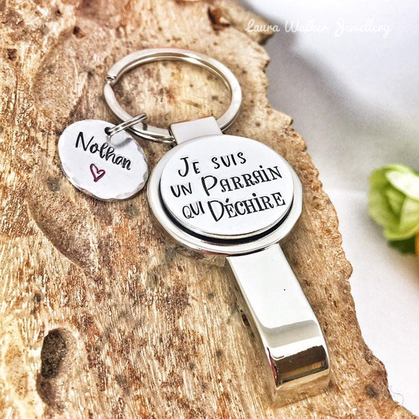 Parrain qui Déchire Porte Clé, Demande Parrain, Décapsuleur Parrain, Cadeau Parrain, Veux-tu être mon Parrain'?