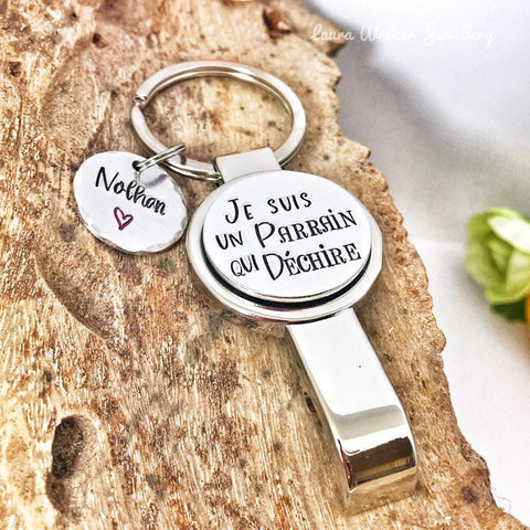 Parrain qui Déchire Porte Clé, Demande Parrain, Décapsuleur Parrain, Cadeau Parrain, Veux-tu être mon Parrain'?