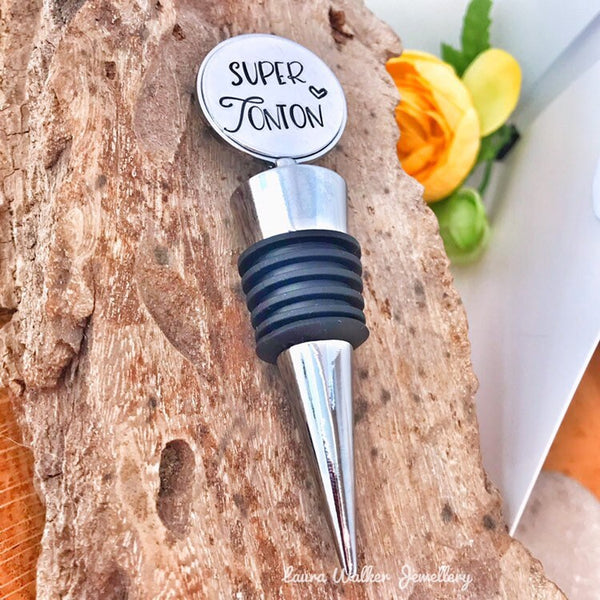 Bouchon de Vin, Bouchon Personnalisé, Cadeau Original Tonton, Bouchon de Bouteille Original
