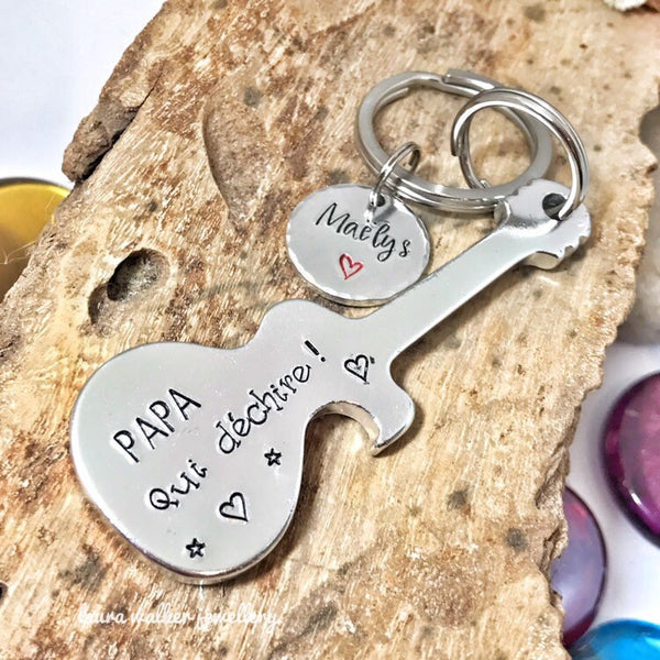 Décapsuleur Papa, Cadeau Guitare, Porte Clé Guitare Papa