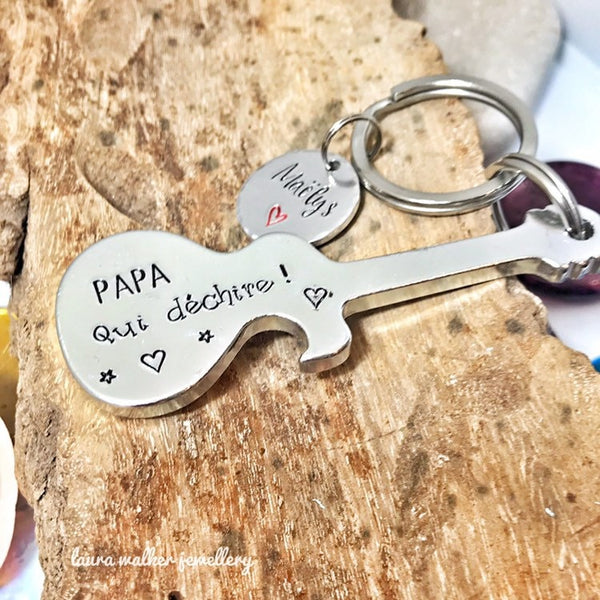 Décapsuleur Papa, Cadeau Guitare, Porte Clé Guitare Papa