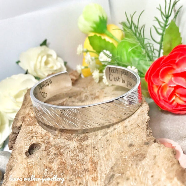 Ladies Personalised Cuff, Custom Cuff, Hand Stamped Silver Cuff, Personalised Cuff, Christmas Gift for Her