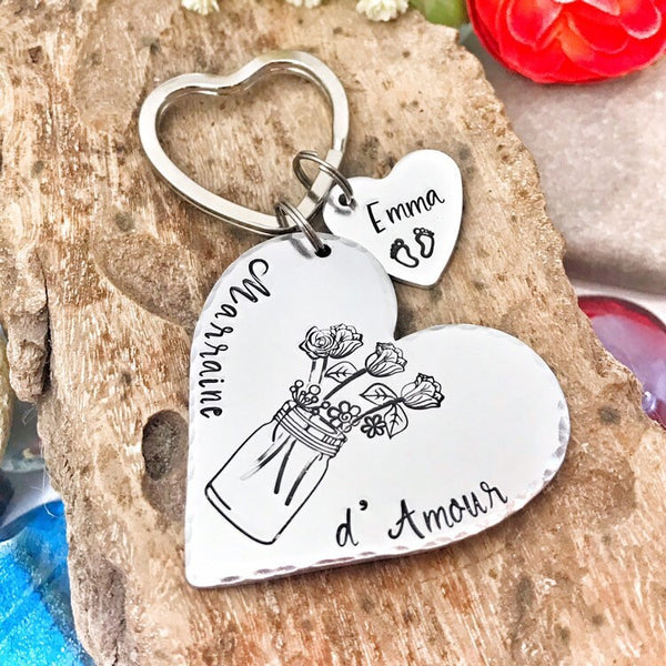 Cadeau Marraine, Porte Clé Personnalisé Marraine, Idée Cadeau Baptême