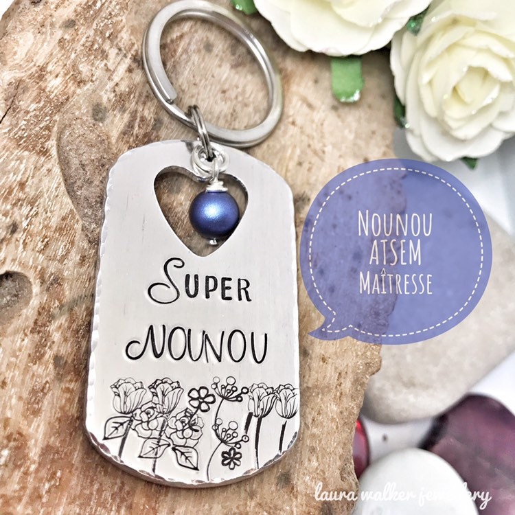 Porte Clé Nounou, Cadeau Nounou, La Meilleure Nounou, Merci Nounou, Super Nounou