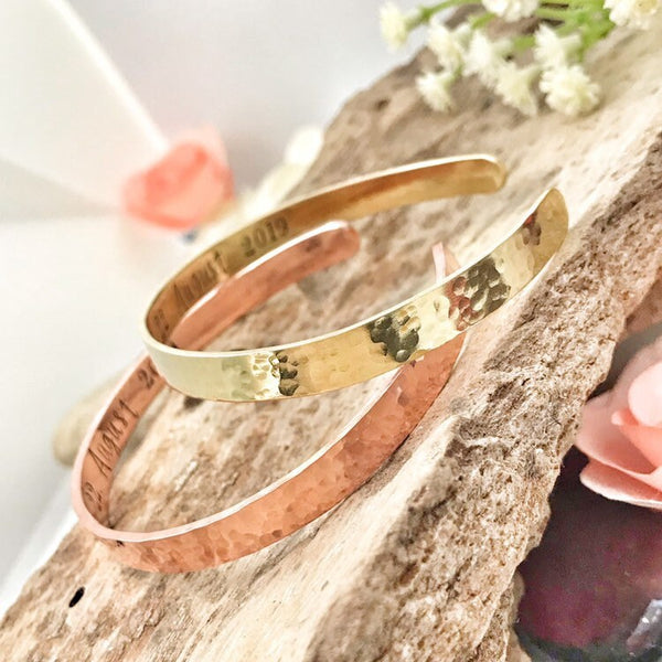 Manchette Femme en Cuivre, Bracelet Laiton, Jonc Bracelet en Cuivre à Personnaliser