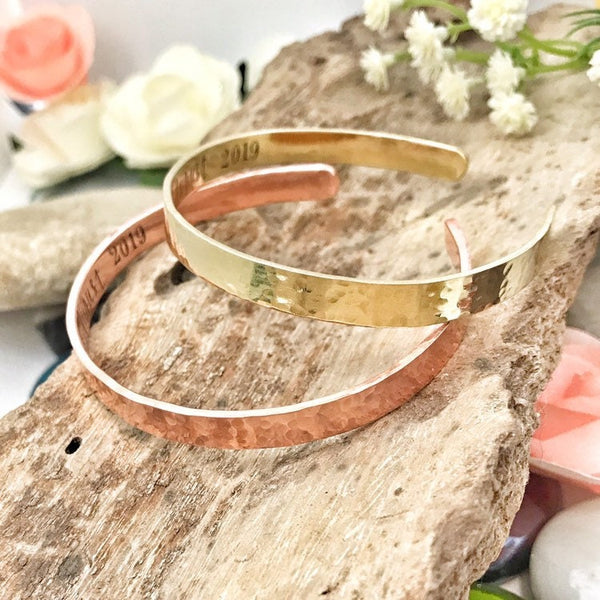 Manchette Femme en Cuivre, Bracelet Laiton, Jonc Bracelet en Cuivre à Personnaliser