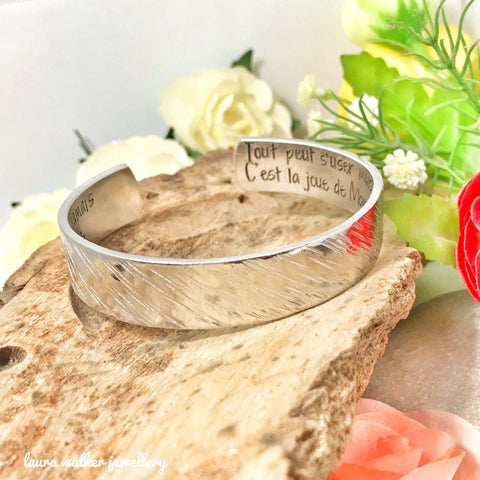 Ladies Personalised Cuff, Custom Cuff, Hand Stamped Silver Cuff, Personalised Cuff, Christmas Gift for Her