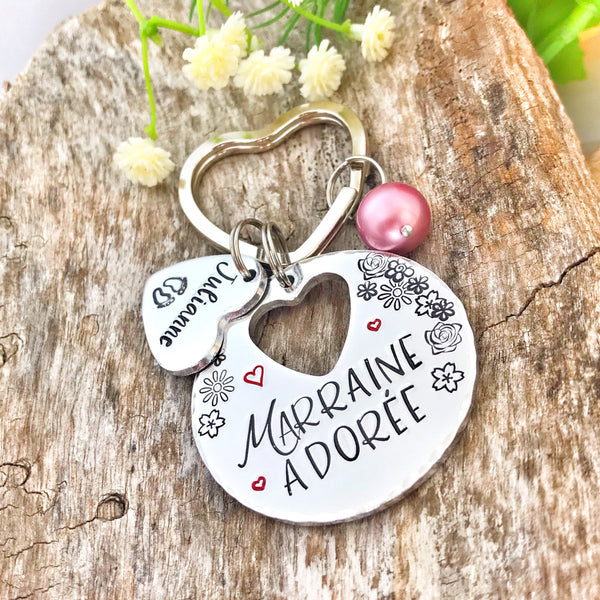 Demande Marraine, Porte-Clé Marraine Adorée, Cadeau Baptême Marraine, Marraine en Or, Bijoux Marraine