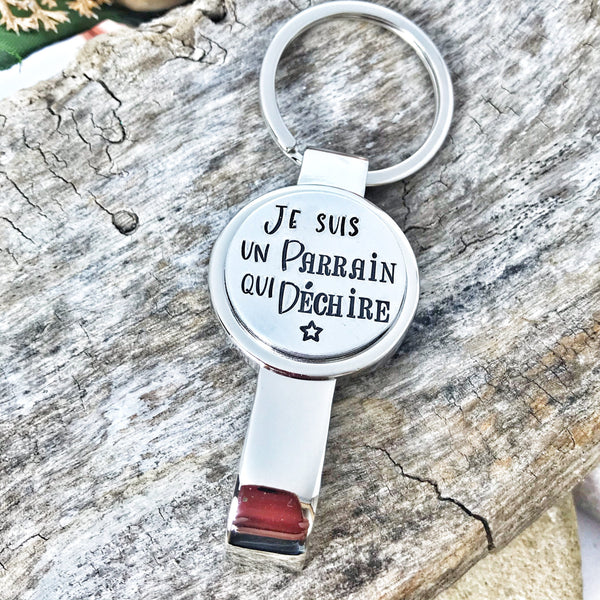 Parrain qui Déchire Porte Clé, Demande Parrain, Décapsuleur Parrain, Cadeau Parrain, Veux-tu être mon Parrain'?