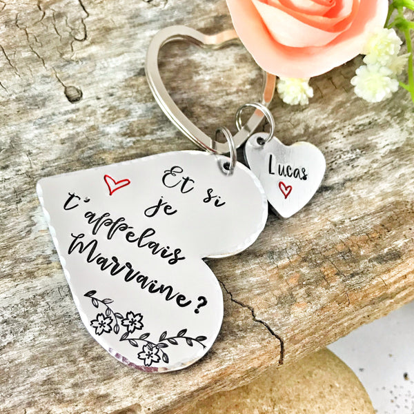 Demande Marraine, Porte-Clé Marraine, Cadeau Baptême Marraine, Et si je t'appelais Marraine, Bijoux Marraine