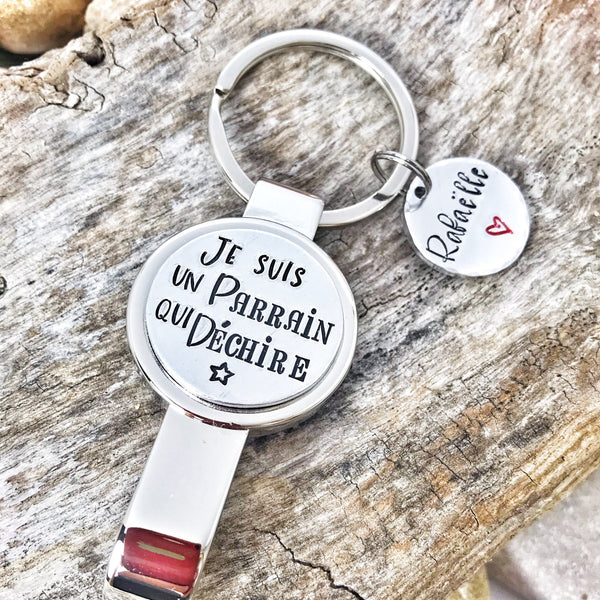 Parrain qui Déchire Porte Clé, Demande Parrain, Décapsuleur Parrain, Cadeau Parrain, Veux-tu être mon Parrain'?