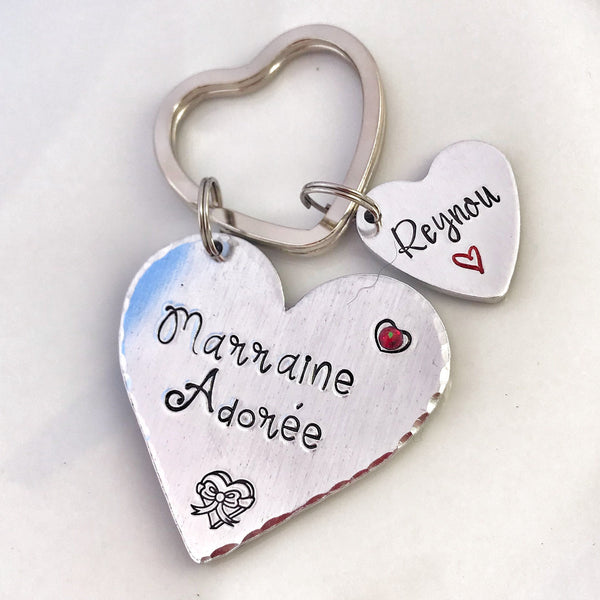 Demande Marraine, Porte-Clé Marraine Adorée, Cadeau Baptême Marraine, Marraine en Or, Bijoux Marraine