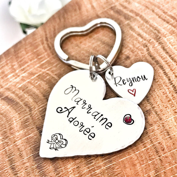Demande Marraine, Porte-Clé Marraine Adorée, Cadeau Baptême Marraine, Marraine en Or, Bijoux Marraine