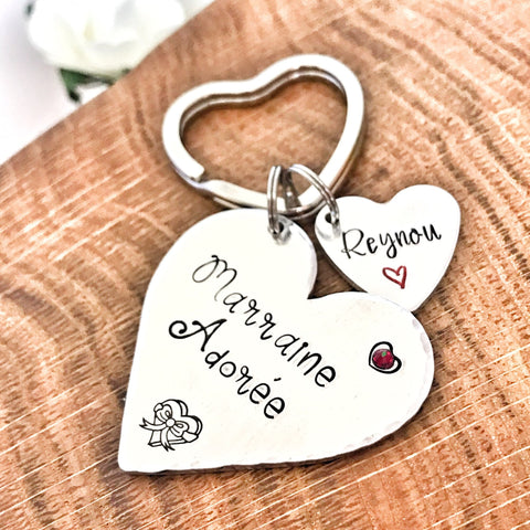 Demande Marraine, Porte-Clé Marraine Adorée, Cadeau Baptême Marraine, Marraine en Or, Bijoux Marraine