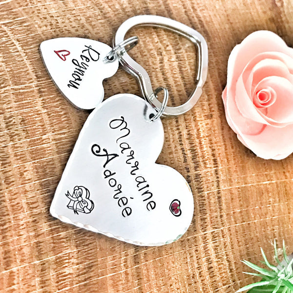 Demande Marraine, Porte-Clé Marraine Adorée, Cadeau Baptême Marraine, Marraine en Or, Bijoux Marraine