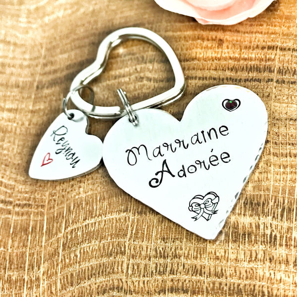 Demande Marraine, Porte-Clé Marraine Adorée, Cadeau Baptême Marraine, Marraine en Or, Bijoux Marraine