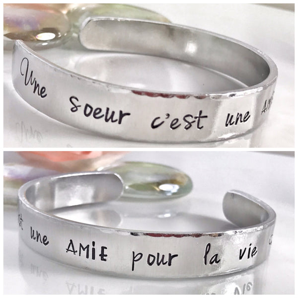 Cadeau Noël Soeur, Bracelet Gravé, Jonc Gravé Soeur, Jonc Argent Soeur