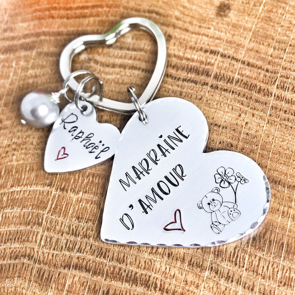Demande Marraine, Porte-Clé Marraine Adorée, Cadeau Baptême Marraine, Marraine en Or, Bijoux Marraine