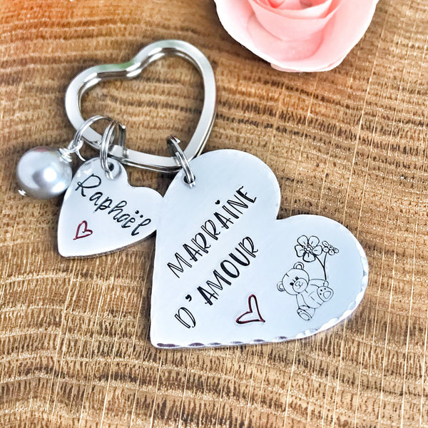 Demande Marraine, Porte-Clé Marraine Adorée, Cadeau Baptême Marraine, Marraine en Or, Bijoux Marraine