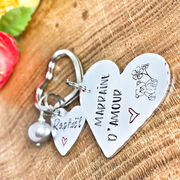 Demande Marraine, Porte-Clé Marraine Adorée, Cadeau Baptême Marraine, Marraine en Or, Bijoux Marraine