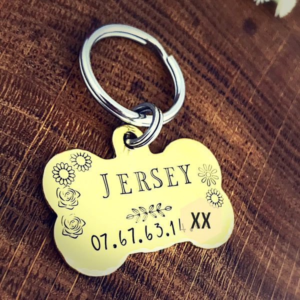 Médaillon d'identité Chien, Personnalisé, Os en Cuivre, Laiton ou Aluminium
