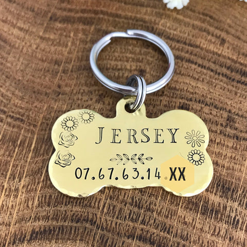 Médaillon d'identité Chien, Personnalisé, Os en Cuivre, Laiton ou Aluminium