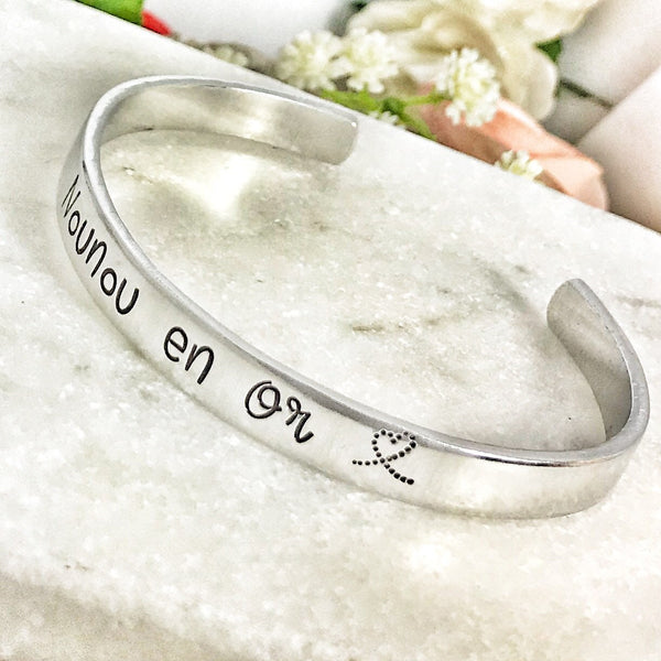 Cadeau Nounou, Bijoux Nounou, Nounou en Or, Bracelet Jonc Nounou, Idée Nounou