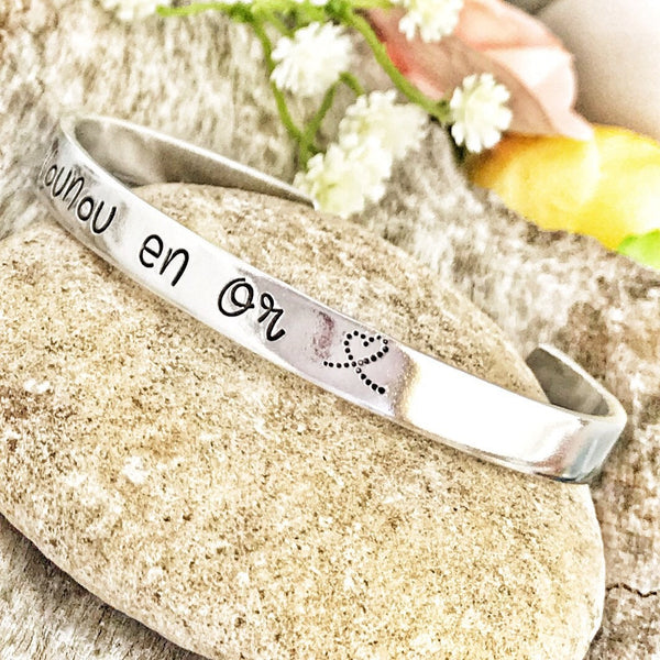Cadeau Nounou, Bijoux Nounou, Nounou en Or, Bracelet Jonc Nounou, Idée Nounou