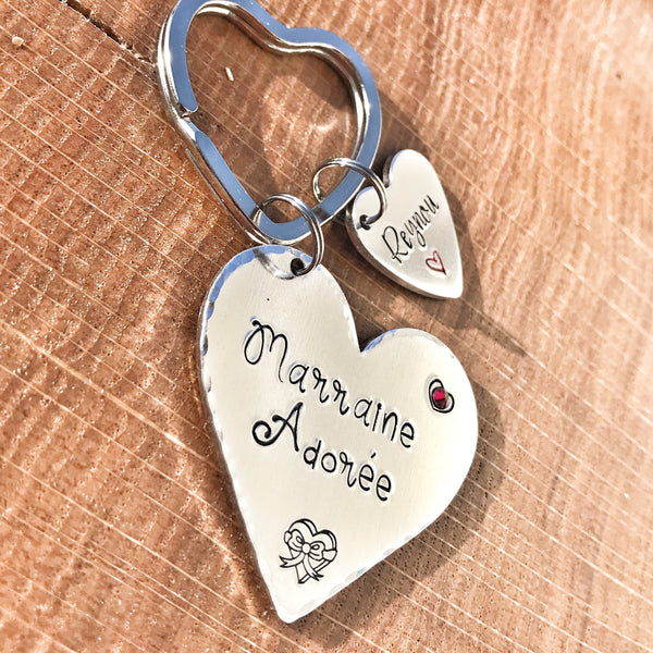 Demande Marraine, Porte-Clé Marraine Adorée, Cadeau Baptême Marraine, Marraine en Or, Bijoux Marraine
