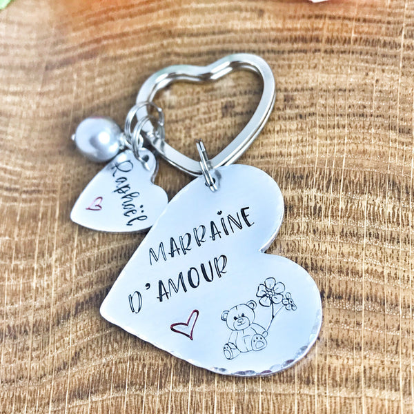 Demande Marraine, Porte-Clé Marraine Adorée, Cadeau Baptême Marraine, Marraine en Or, Bijoux Marraine