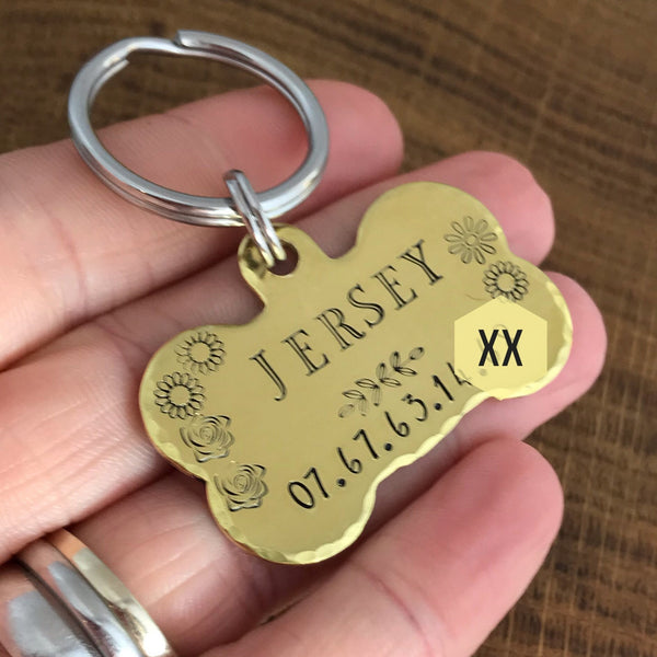 Médaillon d'identité Chien, Personnalisé, Os en Cuivre, Laiton ou Aluminium