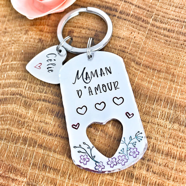 Porte Clé Personnalisé Maman, Cadeau pour Maman Fête des Mères